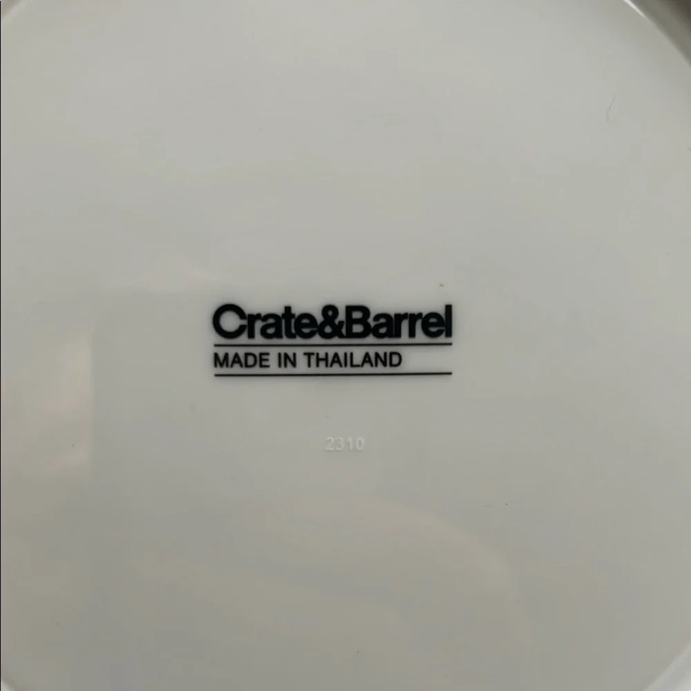 Set of 4 NWOT Crate & Barrel Blue Rim Salad Plates – 8.5” Modern Stoneware